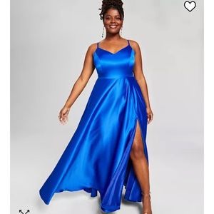 Satin Royal blue dress with pockets size 16